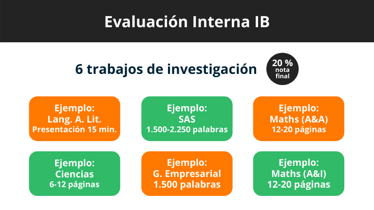 Evaluaciones Internas del IB - asignaturas